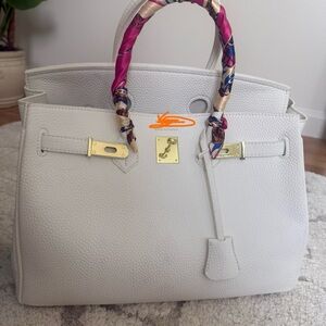 White Leather 35cm Handbag